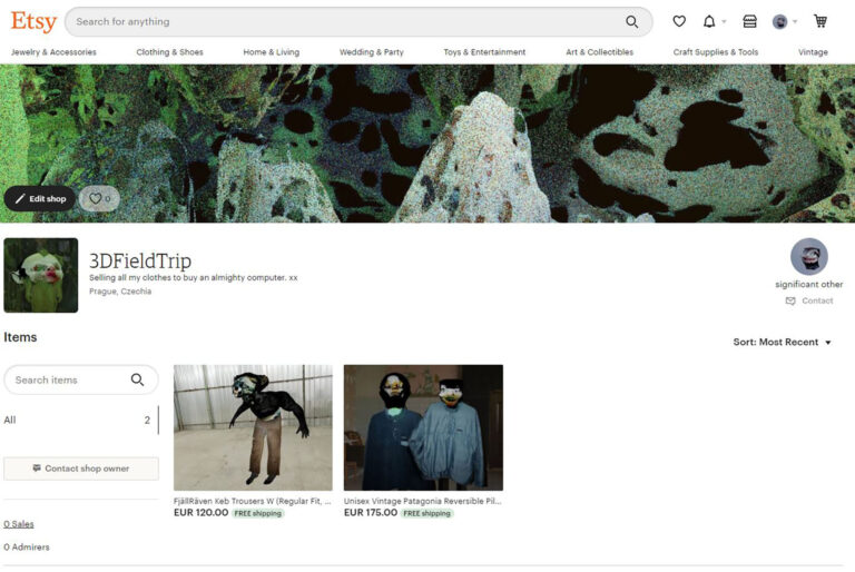 Online shop at Etsy.com where I am selling clothes worn by digitally created creatures.